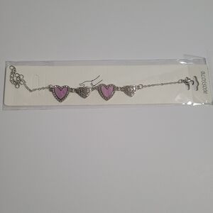 Silver and Pink Heart Bracelet NEW
